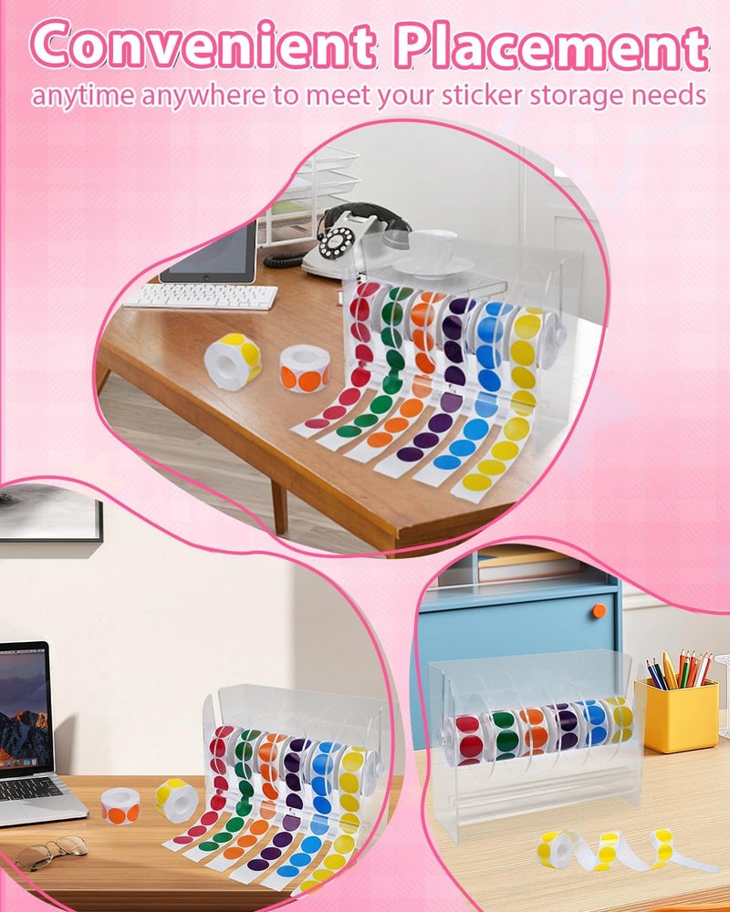 UCEC Acrylic Sticker Holder, Adjustable Label Dispenser 6 Disks, Dispenser for Rolls of Sticker Labels for Small Hand Workers, Offices and Homes - Image 4